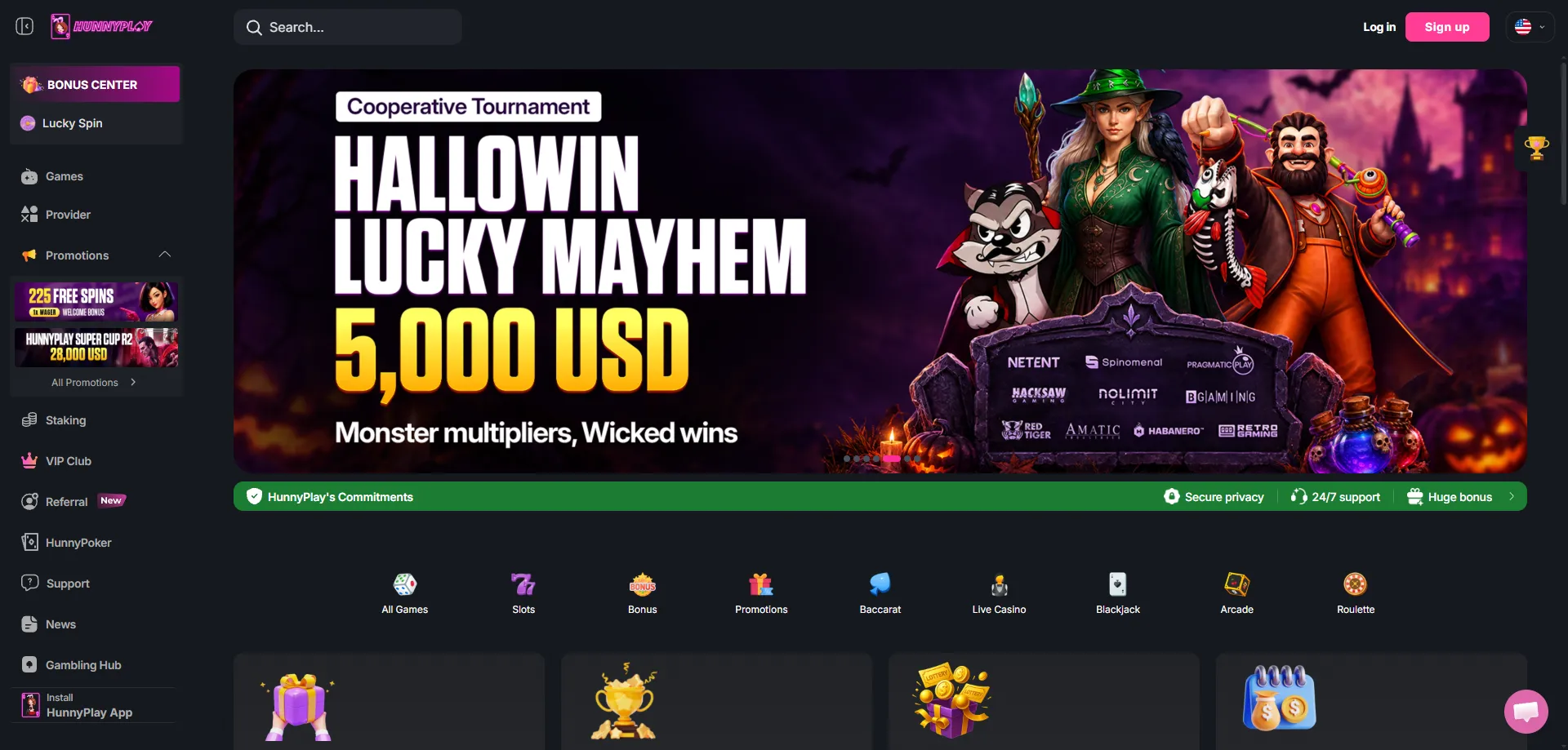 Hunnyplay Casino overview — 2700+ games and crypto payments